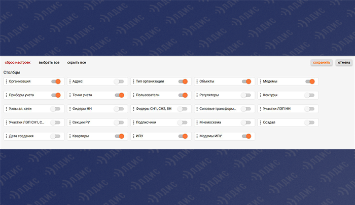 Виджет дочерние организации