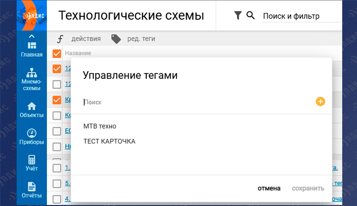тегирование техносхем